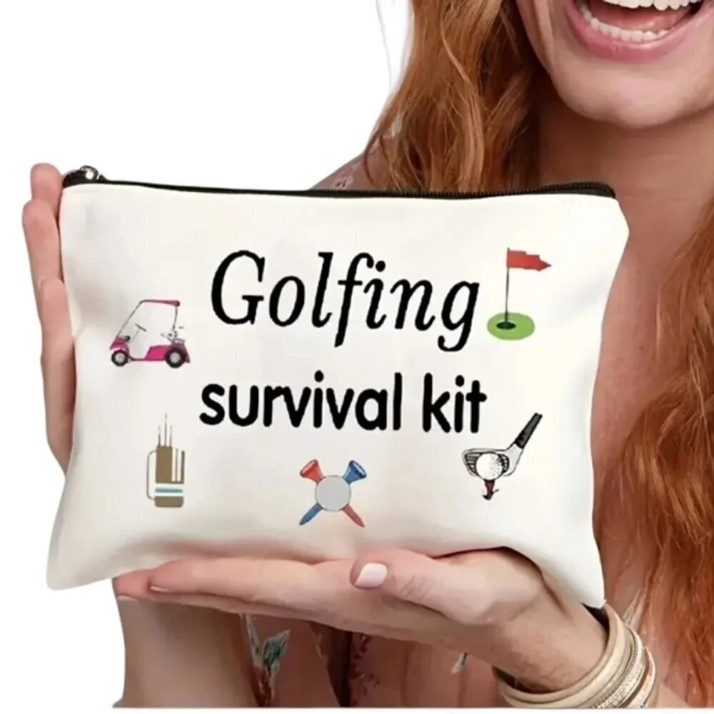 Golf Survival Kit Multipurpose Storage Bag Cosmetic Tee’s Pencil Scorecard White